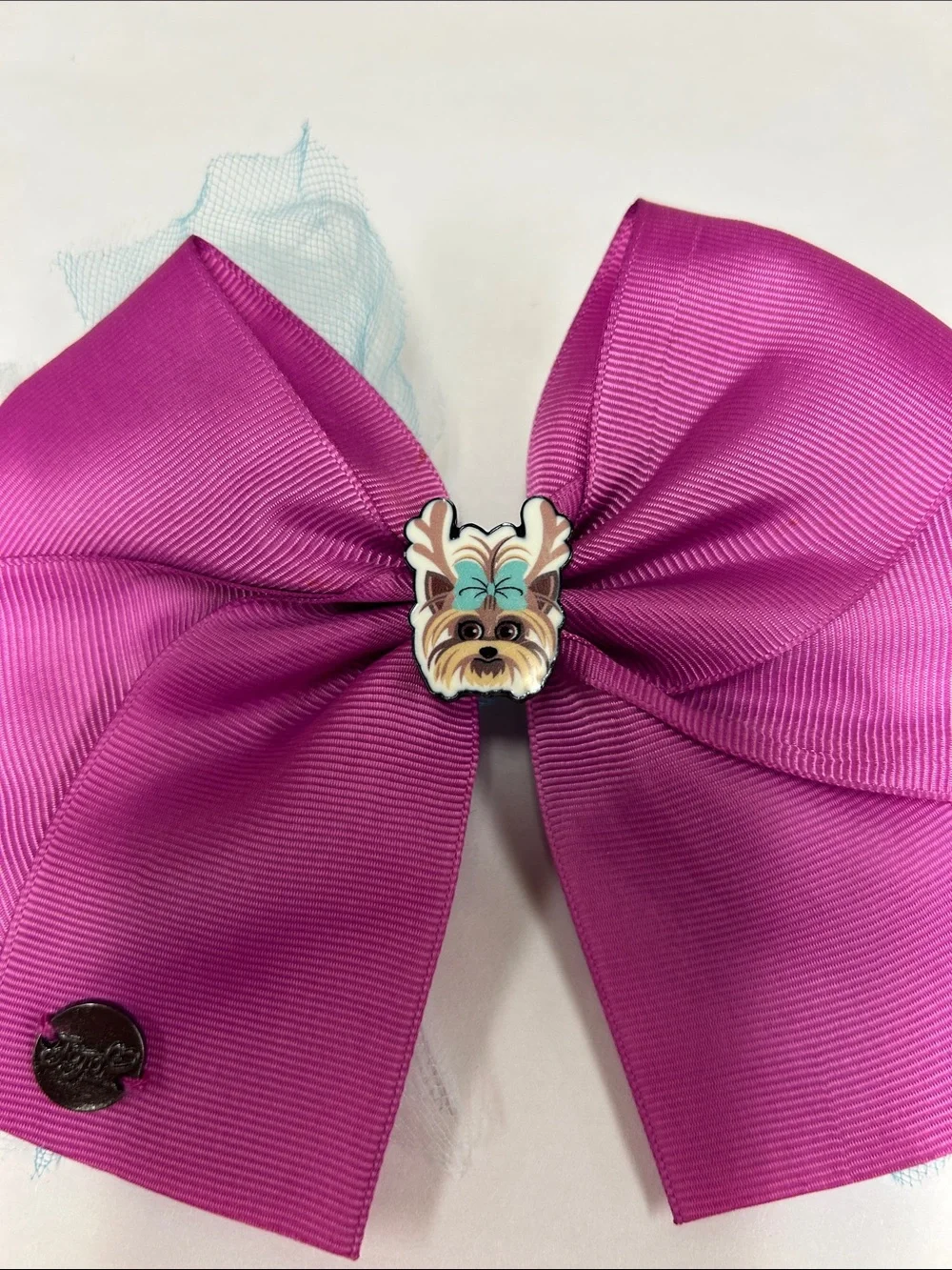 JoJo Siwa Bright Pink Grosgrain Bow Hair Clip with Puppy Charm